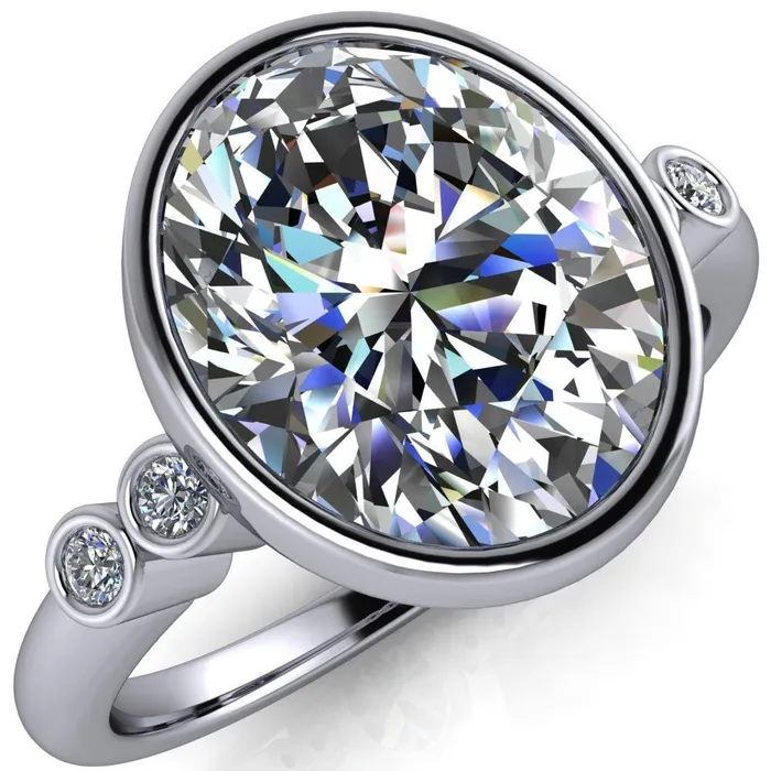 Amelie Oval Center Stone Full Bezel Engagement Ring Fire Brilliance Rings