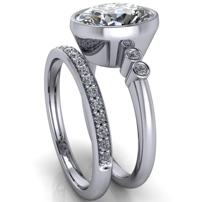 Amelie Oval Center Stone Full Bezel Engagement Ring Fire Brilliance Rings