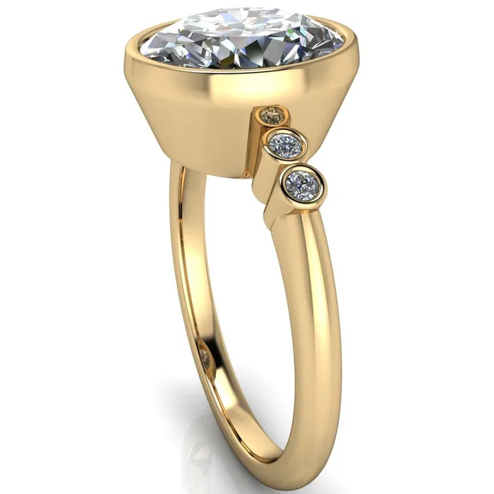 Amelie Oval Center Stone Full Bezel Engagement Ring Fire Brilliance Rings