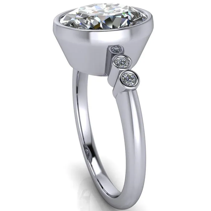 Amelie Oval Center Stone Full Bezel Engagement Ring Fire Brilliance Rings
