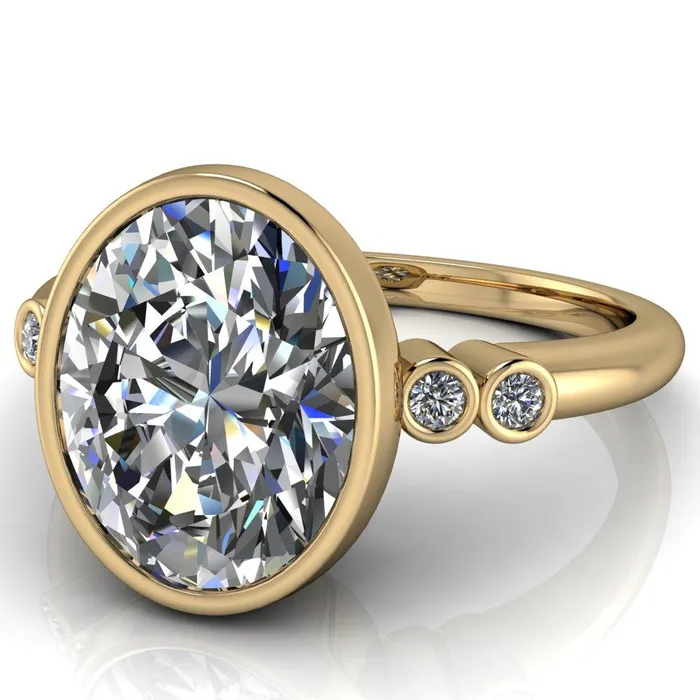 Amelie Oval Center Stone Full Bezel Engagement Ring Fire Brilliance Rings