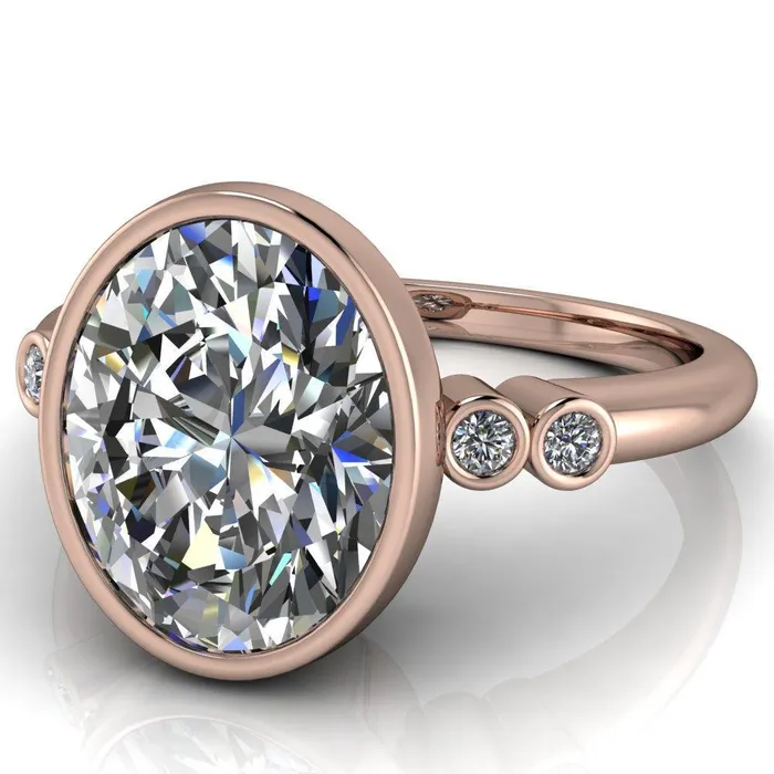 Amelie Oval Center Stone Full Bezel Engagement Ring Fire Brilliance Rings