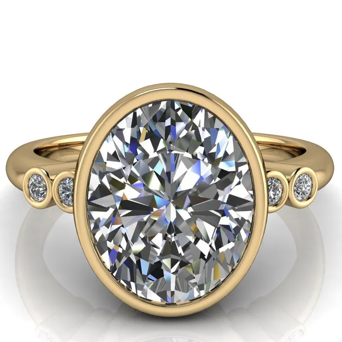 Amelie Oval Center Stone Full Bezel Engagement Ring Fire Brilliance Rings