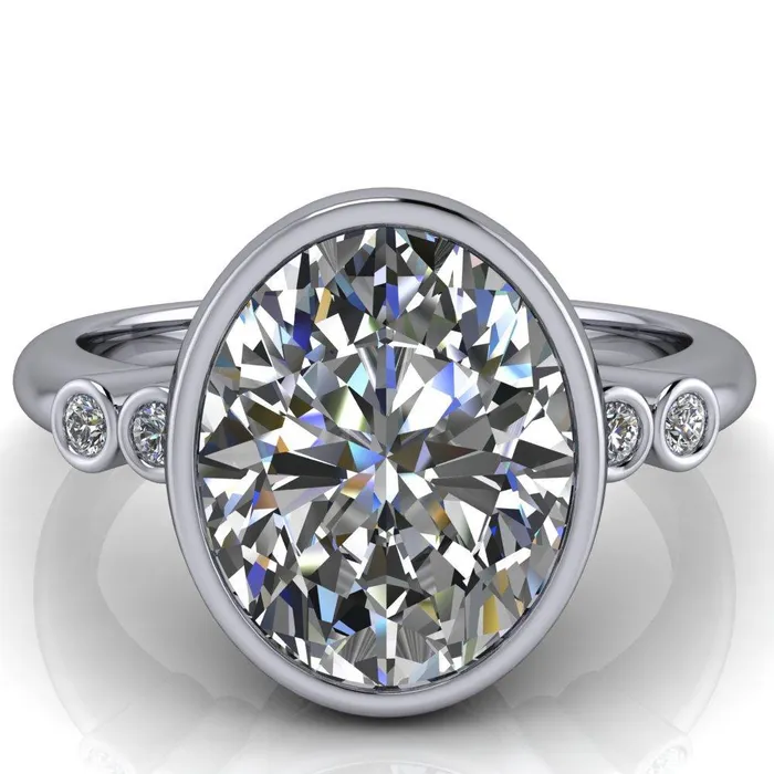 Amelie Oval Center Stone Full Bezel Engagement Ring Fire Brilliance Rings