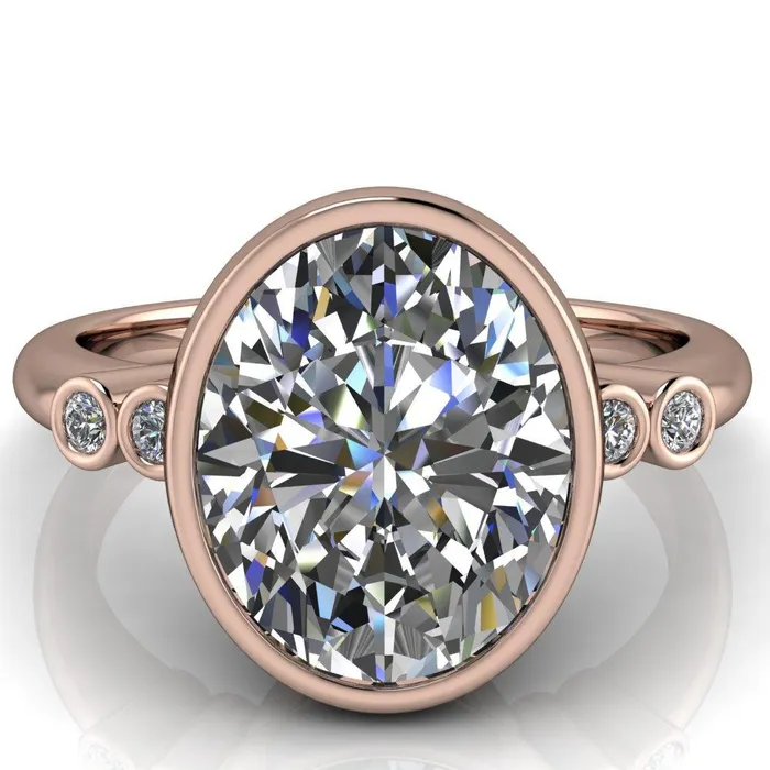 Amelie Oval Center Stone Full Bezel Engagement Ring Fire Brilliance Rings