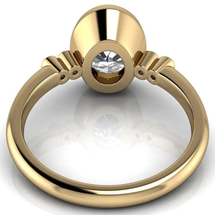 Amelie Oval Center Stone Full Bezel Engagement Ring Fire Brilliance Rings
