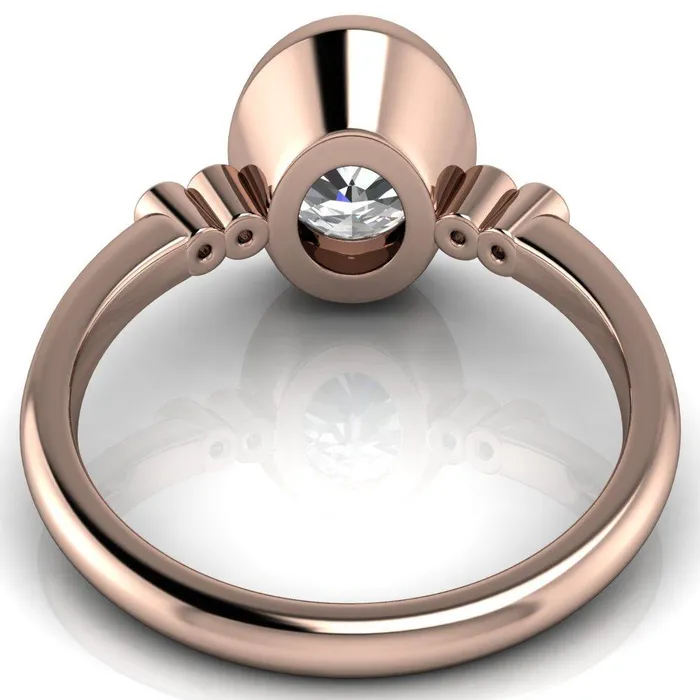 Amelie Oval Center Stone Full Bezel Engagement Ring Fire Brilliance Rings