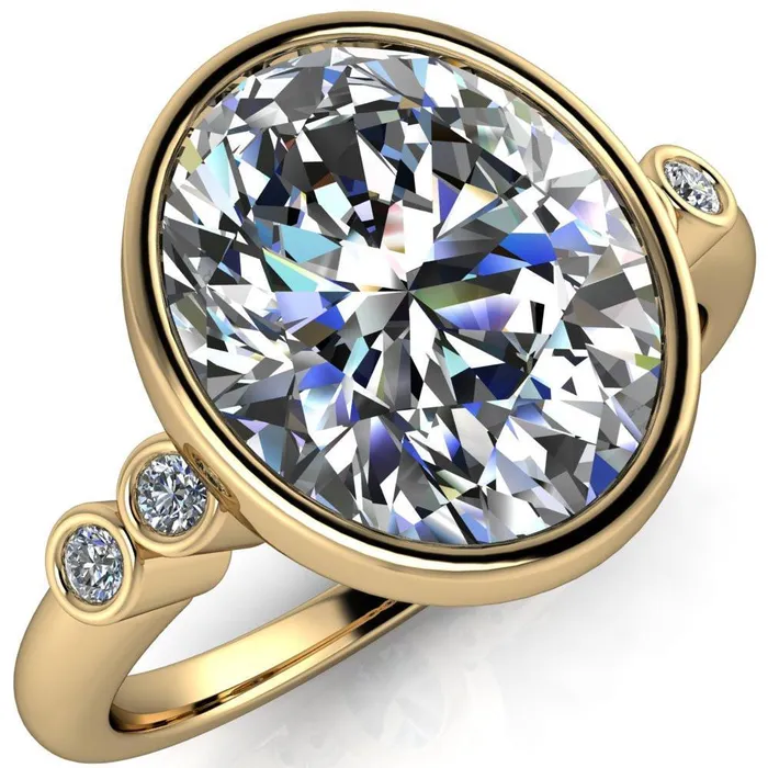 Amelie Oval Center Stone Full Bezel Engagement Ring Fire Brilliance Rings