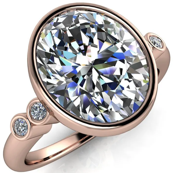 Amelie Oval Center Stone Full Bezel Engagement Ring Fire Brilliance Rings