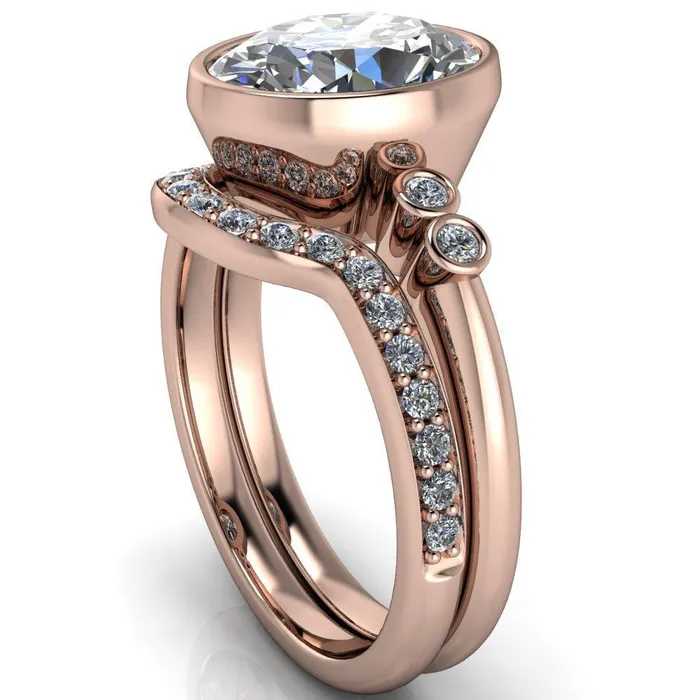 Amelie Oval Center Stone Full Bezel Engagement Ring Fire Brilliance Rings