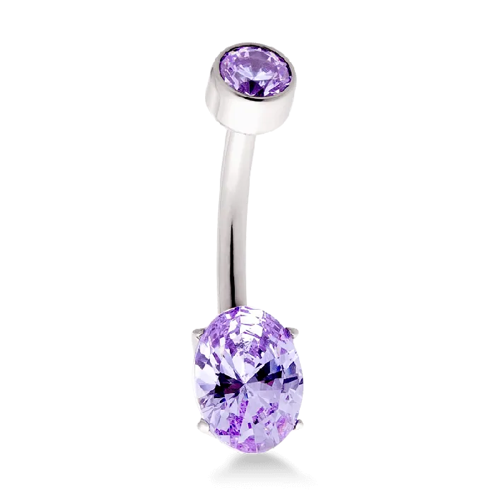 Anatometal Rings Oval Navel Curve Lavender CZ