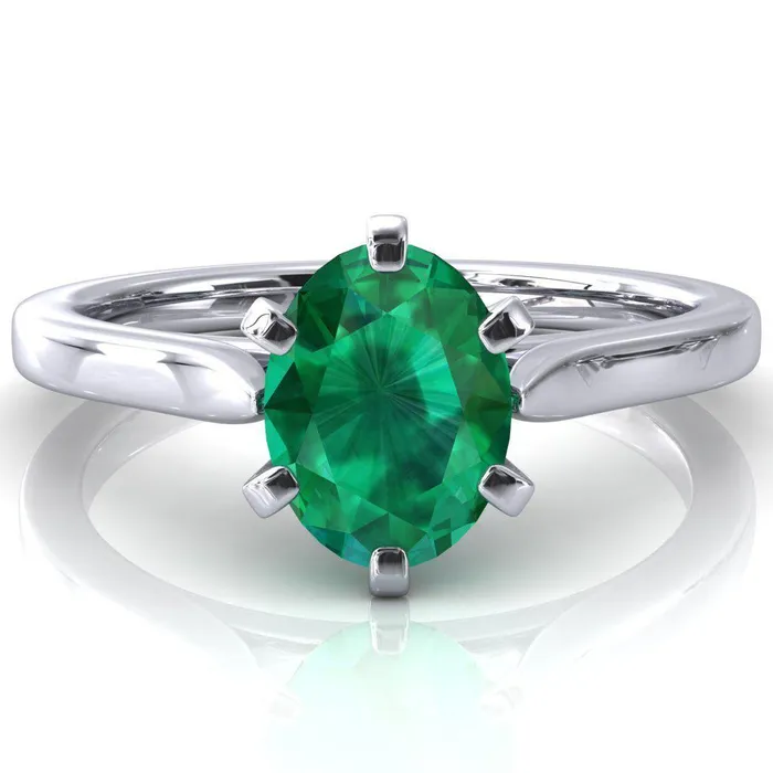 Darci Oval Emerald 6 Prong Cathedral Solitaire Engagement Ring Fire Brilliance Rings Darci Oval Emerald 6 Prong Cathedral Solitaire Engagement Ring Fire Brilliance Rings