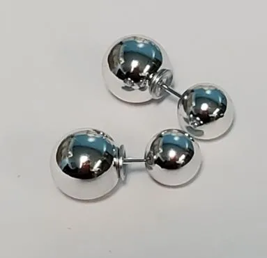 E167 Silver Small Double Ball Earrings Susan Earrings