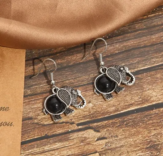 Earrings polly E1789 Silver Black Elephant Earrings