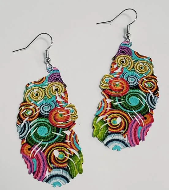 Earrings POLLY E27 Metal Colorful Feather Earrings