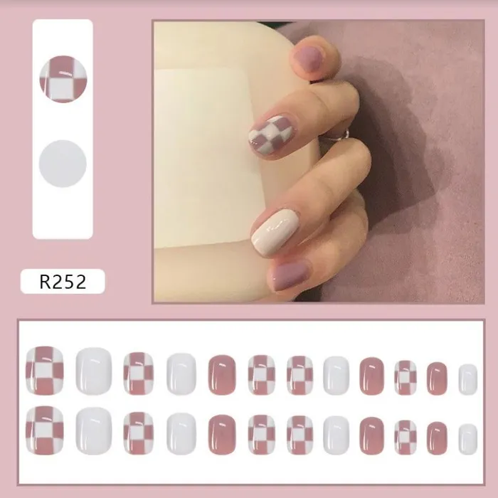 Earrings Polly NS181 Short Press On Nails 24 Pieces R252