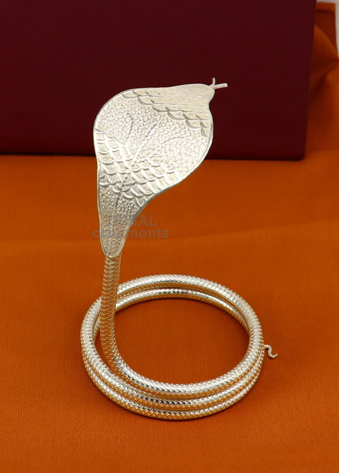 Earrings TRIBAL ORNAMENTS 4 Shiva Snake Solid silver handmade Divine vintage style mini snake or shiva snake for puja or worshipping solid Diwali puja article su741