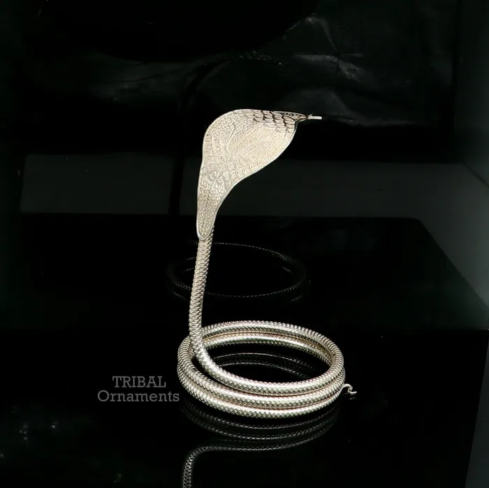 Earrings TRIBAL ORNAMENTS 4 Shiva Snake Solid silver handmade Divine vintage style mini snake or shiva snake for puja or worshipping solid Diwali puja article su741