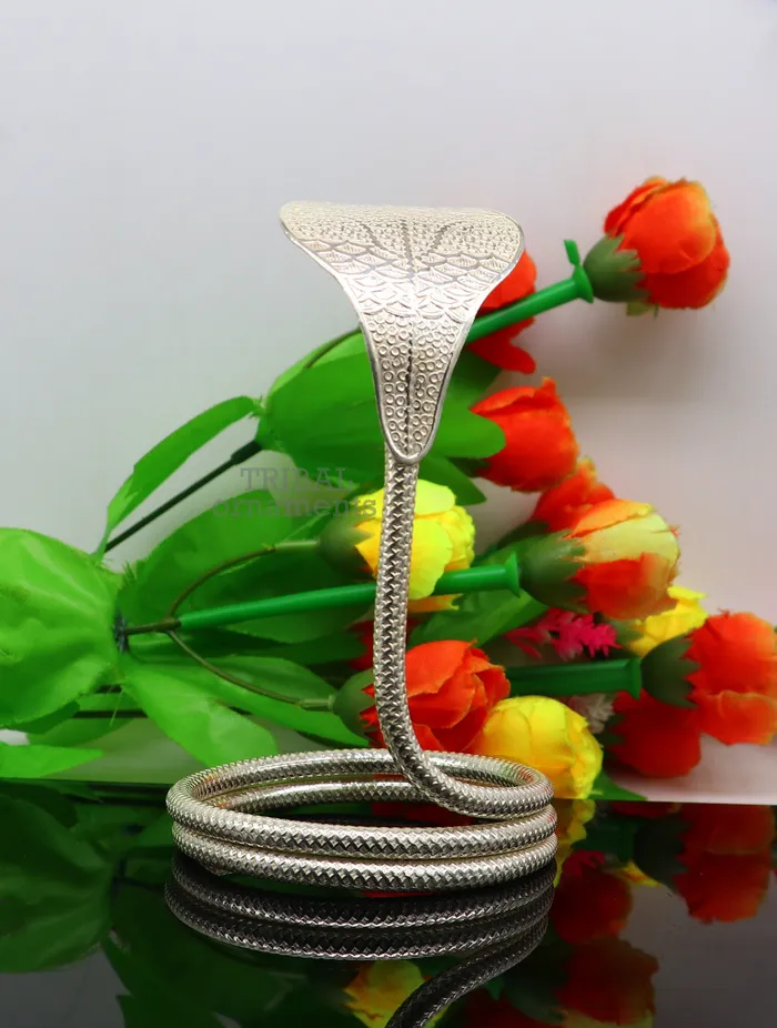 Earrings TRIBAL ORNAMENTS 4 Shiva Snake Solid silver handmade Divine vintage style mini snake or shiva snake for puja or worshipping solid Diwali puja article su741