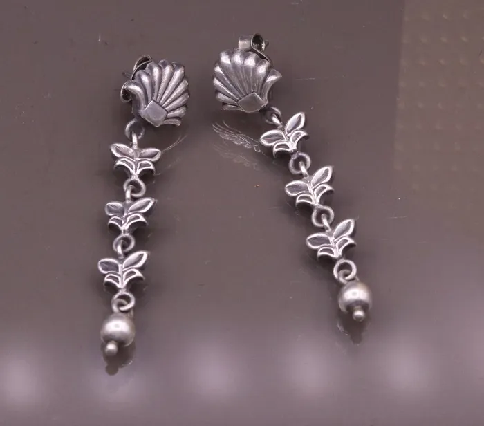 Earrings TRIBAL ORNAMENTS 925 sterling silver handmade fabulous light weight stud earring pretty attractive gifting jewelry oxidized tribal earring drop dangle s821