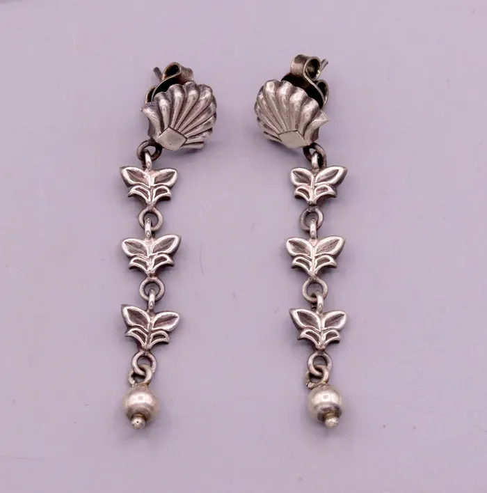 Earrings TRIBAL ORNAMENTS 925 sterling silver handmade fabulous light weight stud earring pretty attractive gifting jewelry oxidized tribal earring drop dangle s821