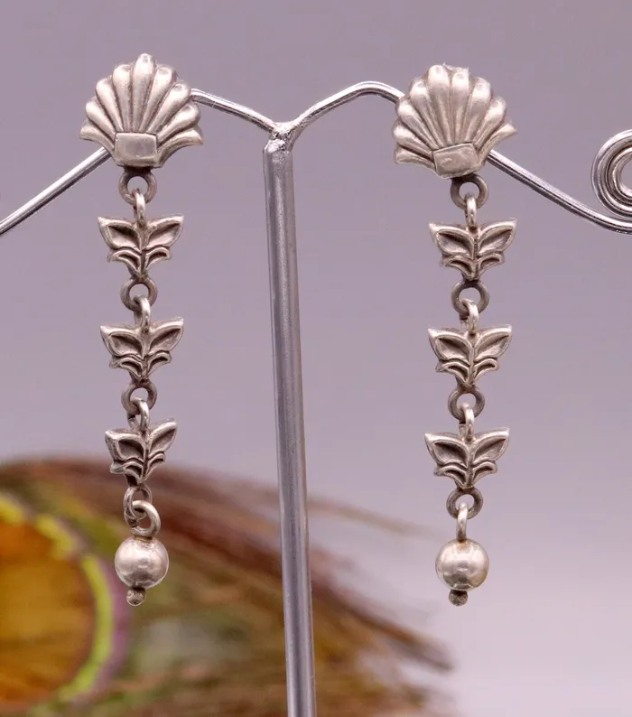 Earrings TRIBAL ORNAMENTS 925 sterling silver handmade fabulous light weight stud earring pretty attractive gifting jewelry oxidized tribal earring drop dangle s821