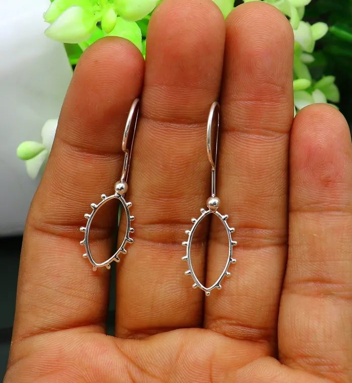 Earrings TRIBAL ORNAMENTS 925 sterling silver shiny drop dangle hoops earring excellent brides personalized gift collection best gifting earrings from India ear651 Earrings TRIBAL ORNAMENTS 925 sterling silver shiny drop dangle hoops earring excellent brides personalized gift collection best gifting earrings from India ear651