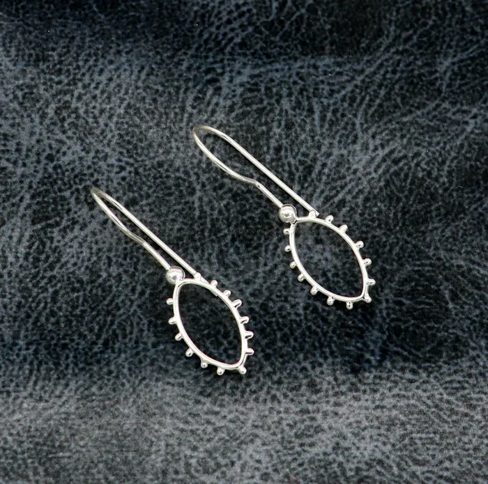 Earrings TRIBAL ORNAMENTS 925 sterling silver shiny drop dangle hoops earring excellent brides personalized gift collection best gifting earrings from India ear651 Earrings TRIBAL ORNAMENTS 925 sterling silver shiny drop dangle hoops earring excellent brides personalized gift collection best gifting earrings from India ear651