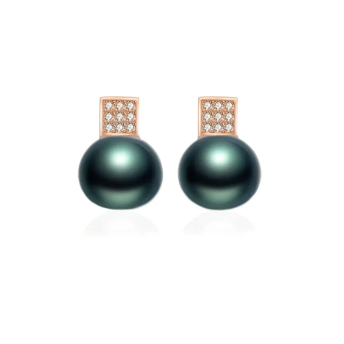 Elegant Tahitian Saltwater Pearl Earrings WE00403 Pearly Lustre Earrings