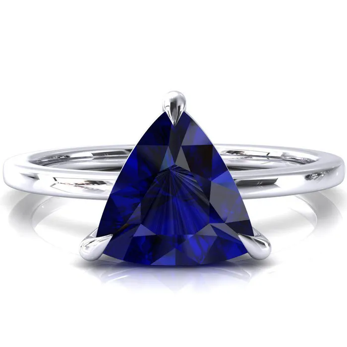 Fire Brilliance Lyla Trillion Blue Sapphire 4 Claw Prong Single Rail Solitaire Ring Rings Fire Brilliance Lyla Trillion Blue Sapphire 4 Claw Prong Single Rail Solitaire Ring Rings