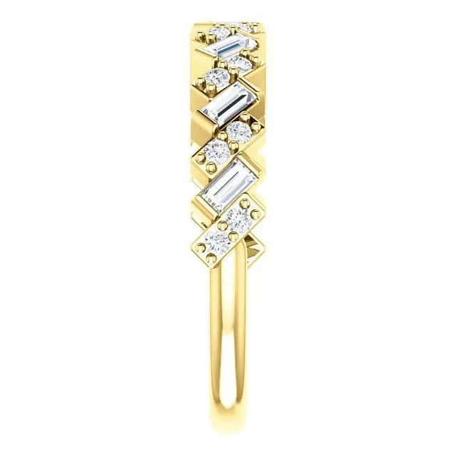Fire Brilliance Rings Juliette Straight Baguette and Round Diamond 12 Eternity Pair Wedding Anniversary Band