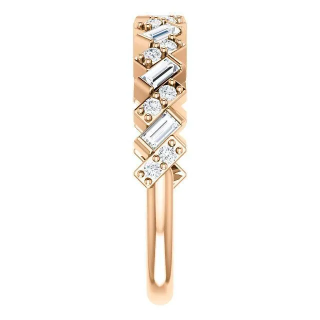 Fire Brilliance Rings Juliette Straight Baguette and Round Diamond 12 Eternity Pair Wedding Anniversary Band