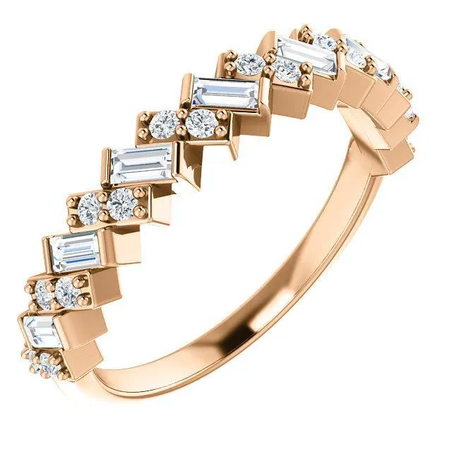 Fire Brilliance Rings Juliette Straight Baguette and Round Diamond 12 Eternity Pair Wedding Anniversary Band