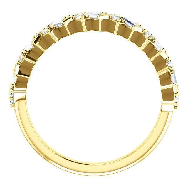 Fire Brilliance Rings Juliette Straight Baguette and Round Diamond 12 Eternity Pair Wedding Anniversary Band