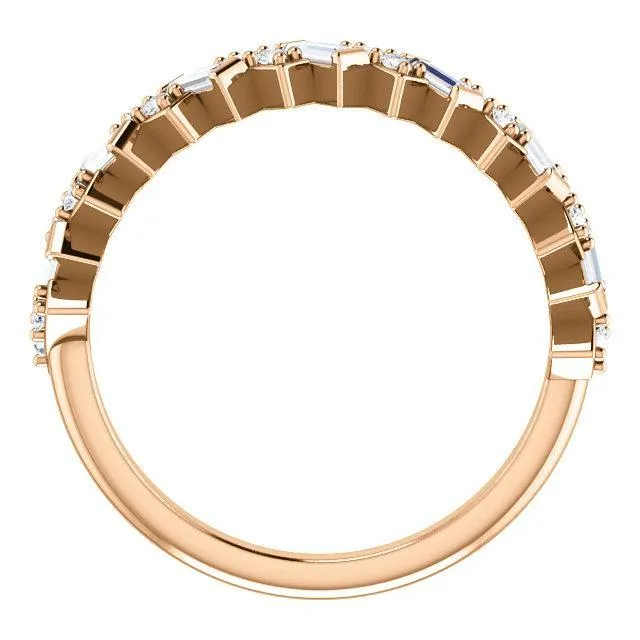 Fire Brilliance Rings Juliette Straight Baguette and Round Diamond 12 Eternity Pair Wedding Anniversary Band