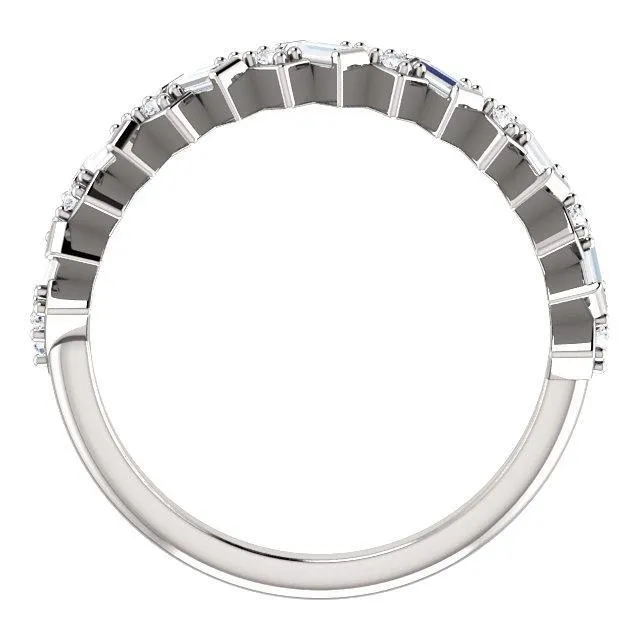 Fire Brilliance Rings Juliette Straight Baguette and Round Diamond 12 Eternity Pair Wedding Anniversary Band