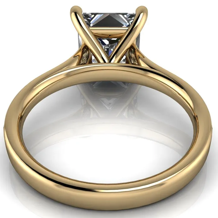 Fire Brilliance Rings Sonia PrincessSquare Moissanite 4 Prong Bar Shank Engagement Ring