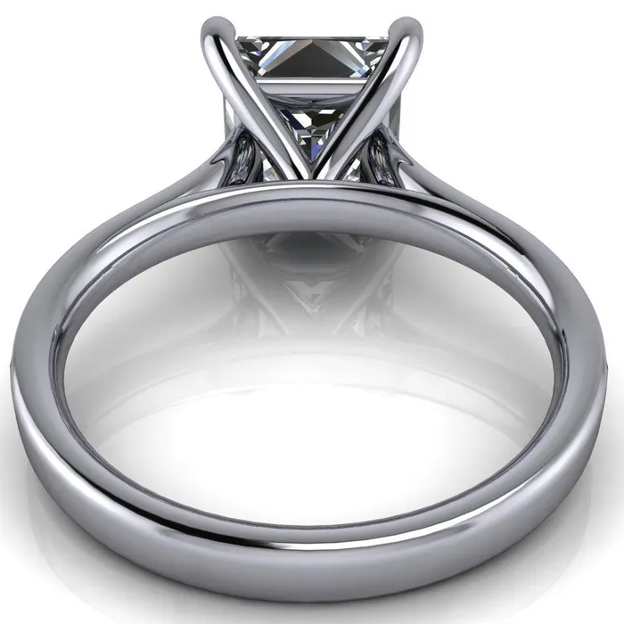 Fire Brilliance Rings Sonia PrincessSquare Moissanite 4 Prong Bar Shank Engagement Ring