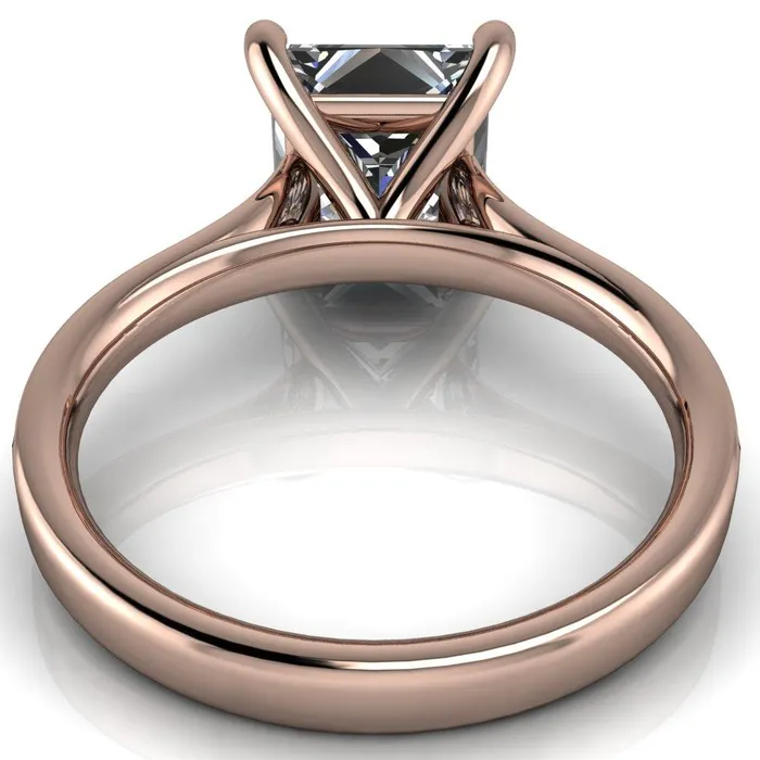 Fire Brilliance Rings Sonia PrincessSquare Moissanite 4 Prong Bar Shank Engagement Ring