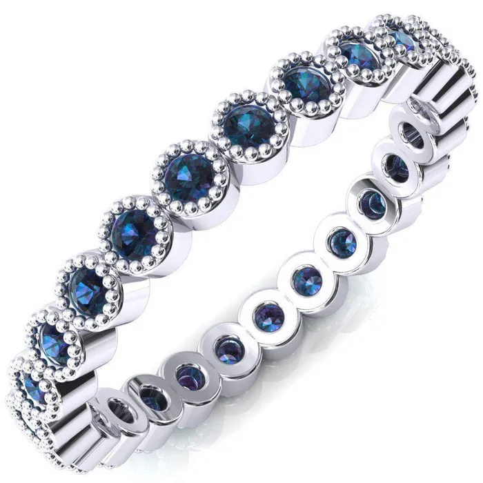 Fire Brilliance Zinnia Round Alexandrite 6 Prongs Milgrain Halo Accent Alexandrite Ring Rings