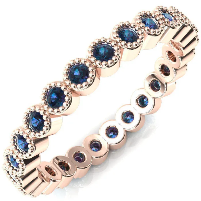 Fire Brilliance Zinnia Round Alexandrite 6 Prongs Milgrain Halo Accent Alexandrite Ring Rings