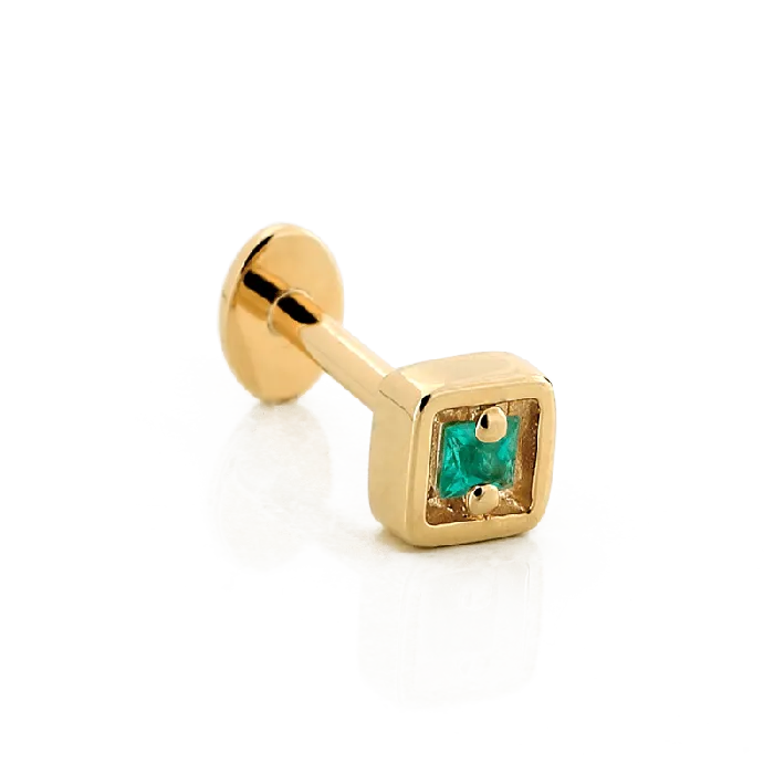 Hollow Square with Stone Emerald Suzanne Kalan Necklaces