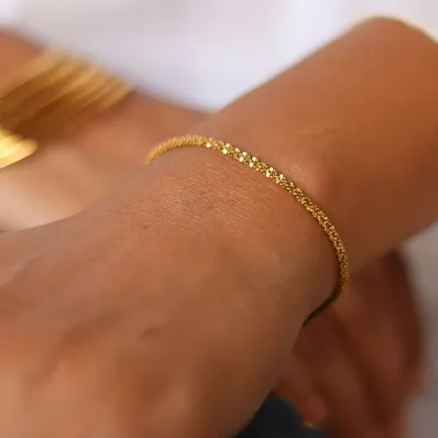 Jewelvers Bracelets 18K GoldFilled Glitter Rope Bracelet