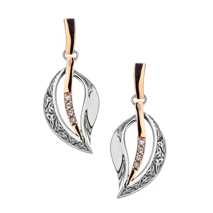Keith Jack Earrings Ruthenium Rose Gold Trinity Leaf White Sapphire Large Earrings Keith Jack Earrings Ruthenium Rose Gold Trinity Leaf White Sapphire Large Earrings