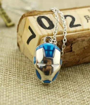 N600 Silver Blue Mask Necklace with FREE EARRINGS alice Necklaces