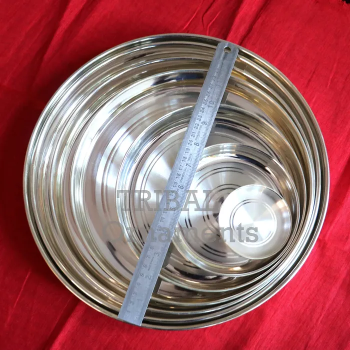 Necklaces 999 fine silver handmade solid Plate Thali tray best gifting baby set for baby food silver utensils silver puja utensils sv264 TRIBAL ORNAMENTS