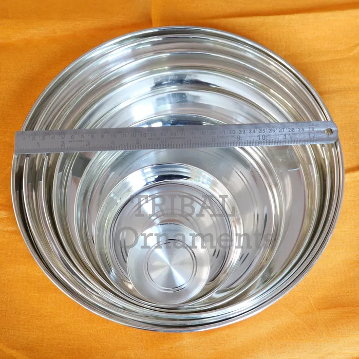 Necklaces 999 fine silver handmade solid Plate Thali tray best gifting baby set for baby food silver utensils silver puja utensils sv264 TRIBAL ORNAMENTS