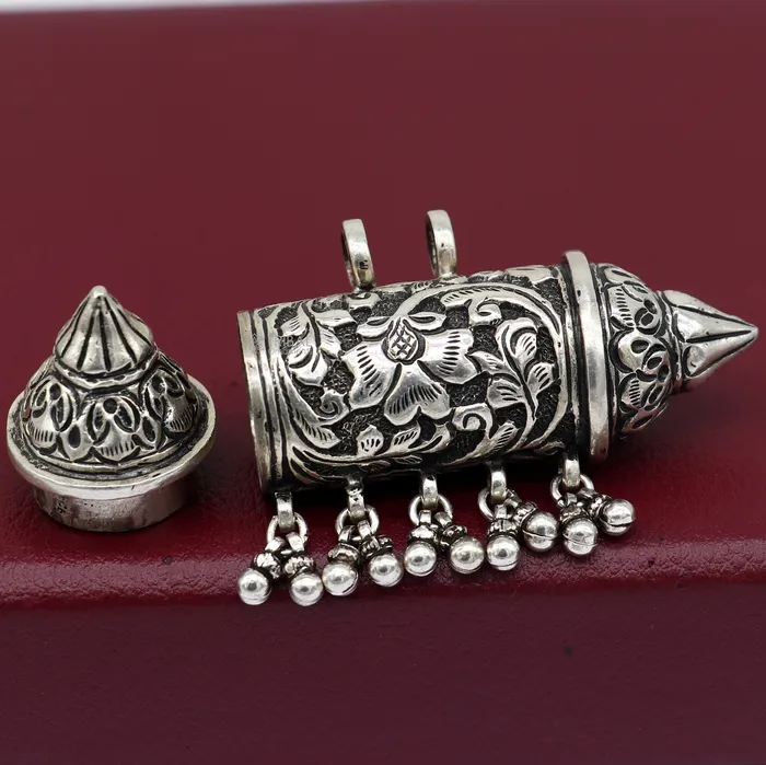 Necklaces TRIBAL ORNAMENTS 925 Sterling silver handmade vintage design pendant amulet necklace with hangings drops excellent tribal ethnic jewelry Rajasthan NSP674 Necklaces TRIBAL ORNAMENTS 925 Sterling silver handmade vintage design pendant amulet necklace with hangings drops excellent tribal ethnic jewelry Rajasthan NSP674