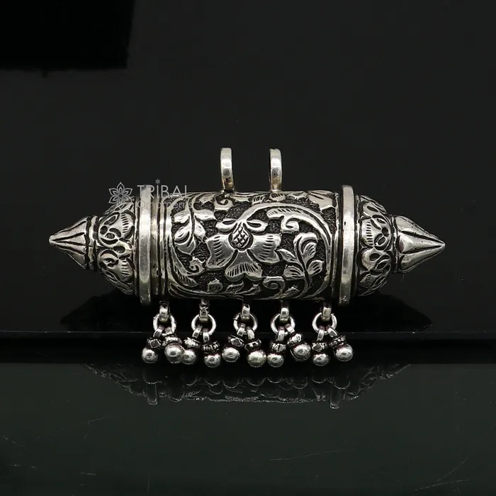 Necklaces TRIBAL ORNAMENTS 925 Sterling silver handmade vintage design pendant amulet necklace with hangings drops excellent tribal ethnic jewelry Rajasthan NSP674 Necklaces TRIBAL ORNAMENTS 925 Sterling silver handmade vintage design pendant amulet necklace with hangings drops excellent tribal ethnic jewelry Rajasthan NSP674