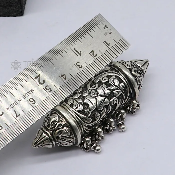 Necklaces TRIBAL ORNAMENTS 925 Sterling silver handmade vintage design pendant amulet necklace with hangings drops excellent tribal ethnic jewelry Rajasthan NSP674 Necklaces TRIBAL ORNAMENTS 925 Sterling silver handmade vintage design pendant amulet necklace with hangings drops excellent tribal ethnic jewelry Rajasthan NSP674